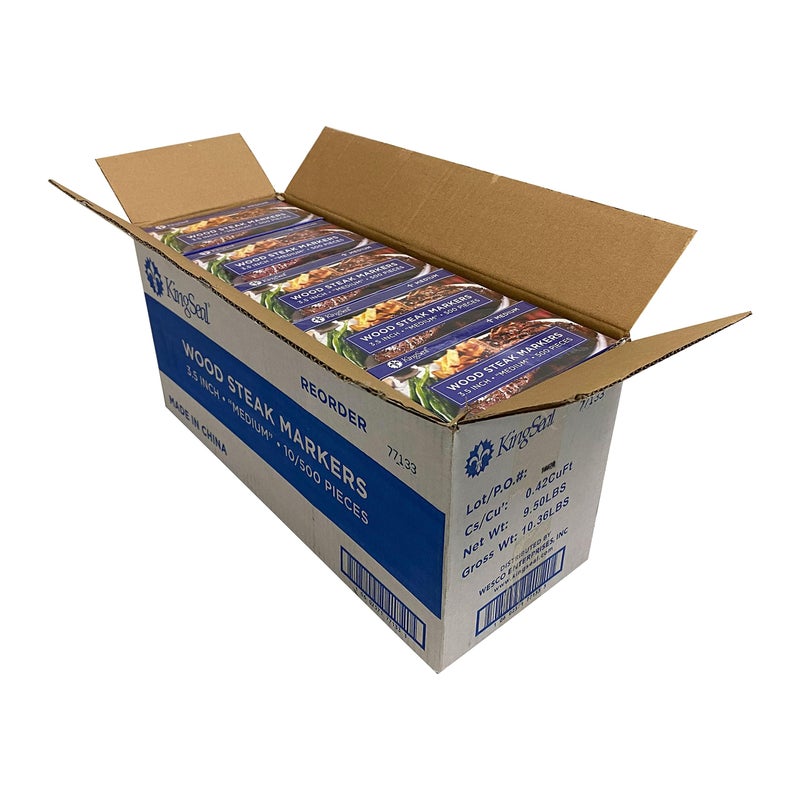 KingSeal علامات شريحة اللحم من خشب البتولا الطبيعي 500 عد 3.5 بوصة، مطبوعة بالحرارة، متوسطة، صديقة للبيئة، عبوة كبيرة - 500 في العلبة - Image 5